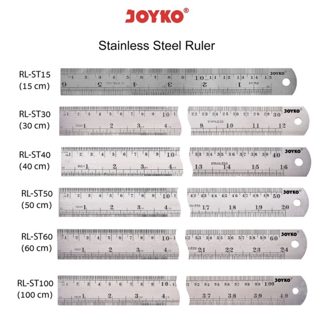 ( Ecer 1 Pc ) JOYKO - STAINLESS STEEL RULER PENGGARIS BESI / MISTAR / GARISAN BESI RL-ST20 RL-ST10 RL-ST40 - 10 CM - 15 CM - 40 CM