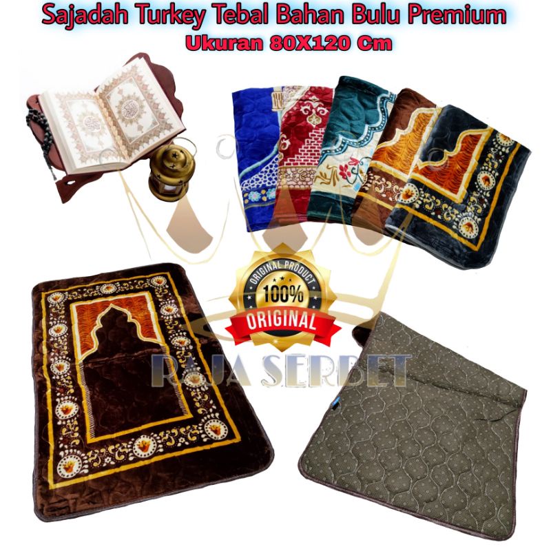 SAJADAH TURKEY BULU TEBAL/SAJADAH BUSA EMPUK PREMIUM ANTI SELIP UK 80X120 Cm