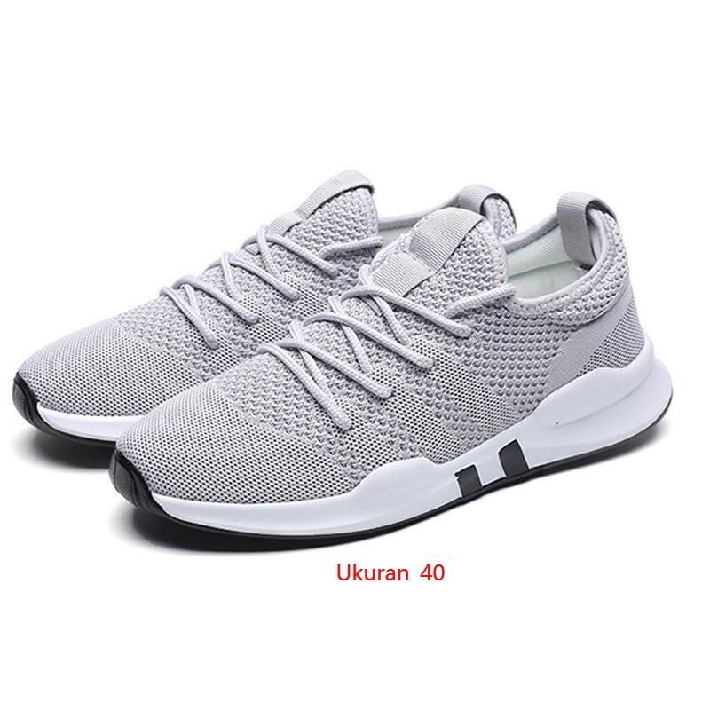 Leedoo Sepatu Pria Sneaker Running Fashion Shoes Bahan Karet EE01-A-Abu 40