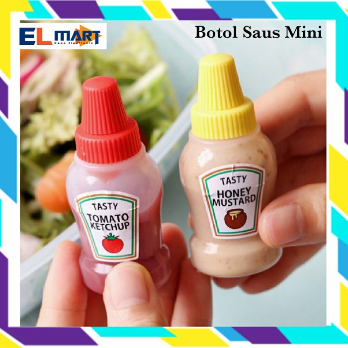 Elmart Botol Saus Mini Bento Wadah Kecap Manis Asin Mayonaise Untuk Bekal Anak  25ml 1 set 2pc BS02