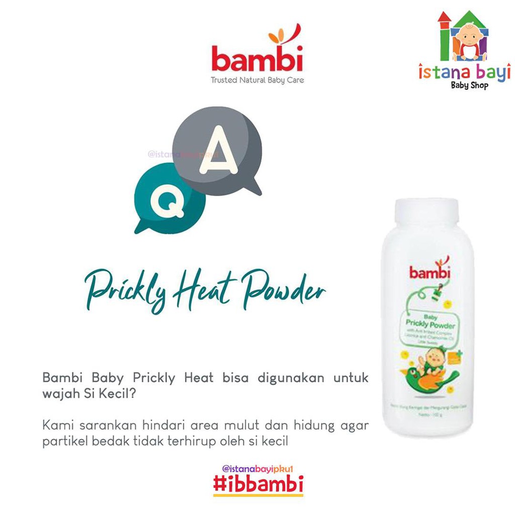 Bambi Baby Prickly Heat Baby Powder 100 gr - Bedak bayi