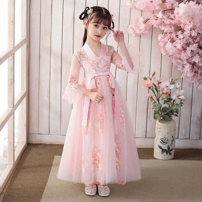 Hanfu girl Sakura princess skirt rugu clothes children's Chinese style dress student Hanfu fairy ski