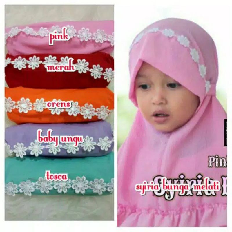 jilbab / anak / bayi / hijab /allsize 0-3 tahun/ BUNGA MELATI / STOK