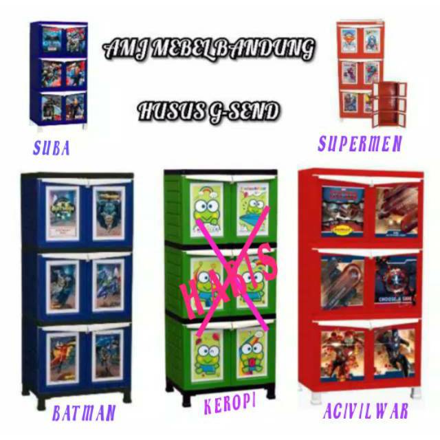 LEMARI PAKAIAN PLASTIK NAPOLLY KERAKTER ANAK LICENCY ORGINAL MURAH BANDUNG BCBC 163 (READY SROK)