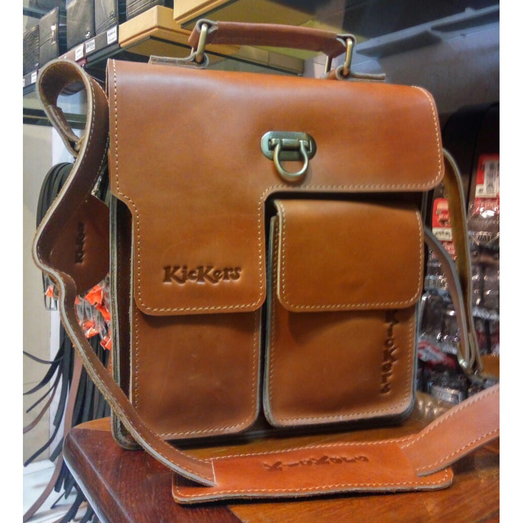 Tas Kulit Asli Kickers TMK01 - Tas KICKERS Pria Full Kulit Asli - Tas Tenteng Kulit Sapi Asli