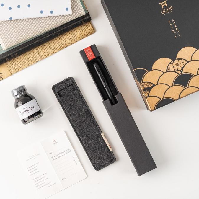 

---Terbartu--- UCHII Signature Gift Set Stationery | Fountain Pen Ink Tinta Box Pouch