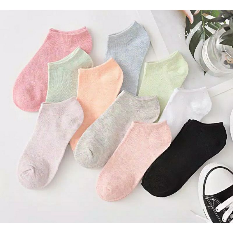 Kaos Kaki Polos Semata Kaki Ankle Cute Socks Short Sepatu Beruang Motif Bear Pendek Daisy Pastel KHS-3