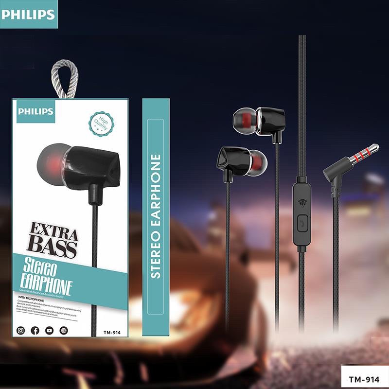 HEADSET - EARPHONE - HANDSFREE PHILIPS TM911 - TM912 - TM913 - TM914 - TM915 - TM916 - EXTRABASS JERNIH PACKINGAN IMPOR