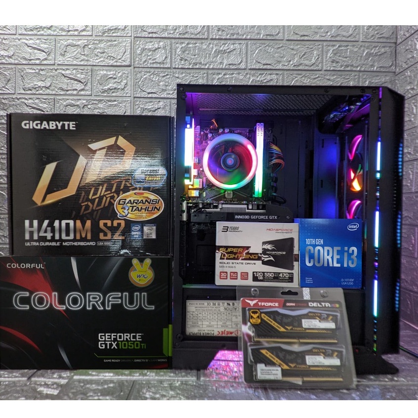 PC GAMING &amp; DESIGN FULL SET DDR4 I3-10100F / 16GB / GTX 1050TI 4GB + MONITOR