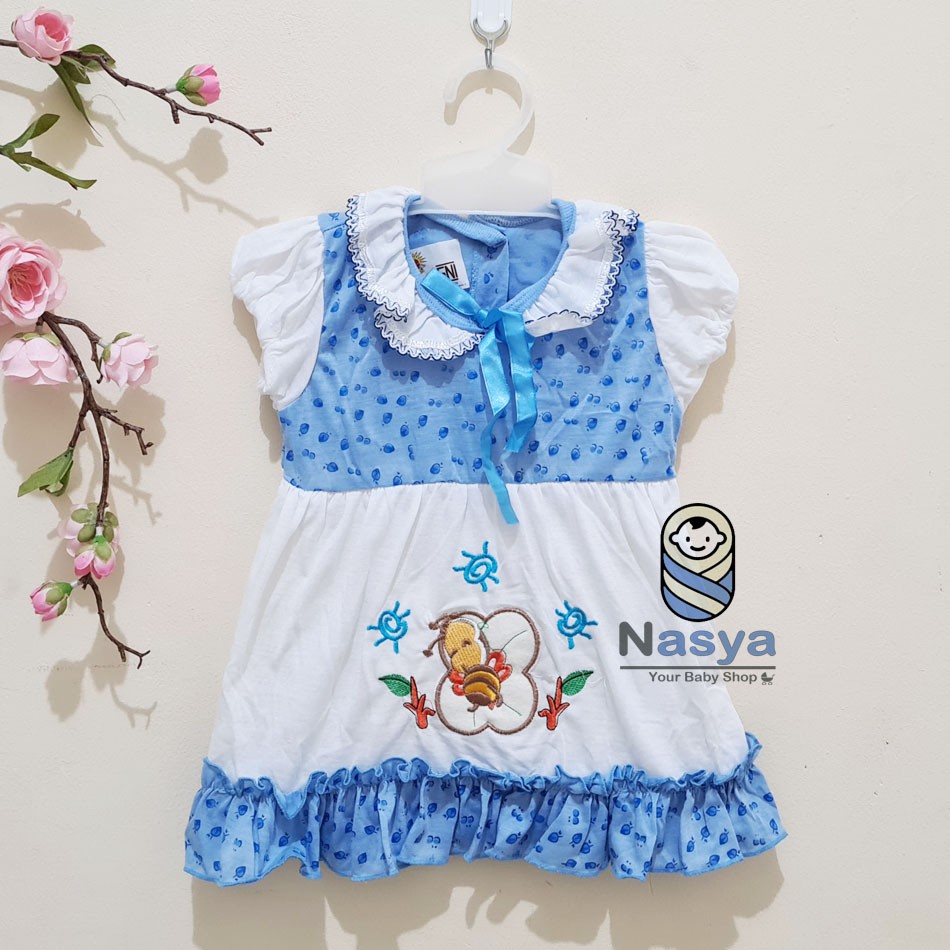 [MK-006] Dress Anak Perempuan / Dress Kerah Bayi dengan renda susun (0-12 bulan)