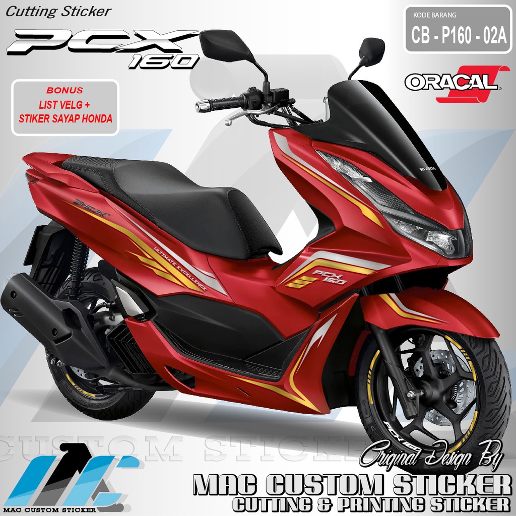 CUTTING STICKER HONDA PCX 160 - CUTTING STIKER STRIPING PCX 160 MOTOR MERAH - CB P160 02
