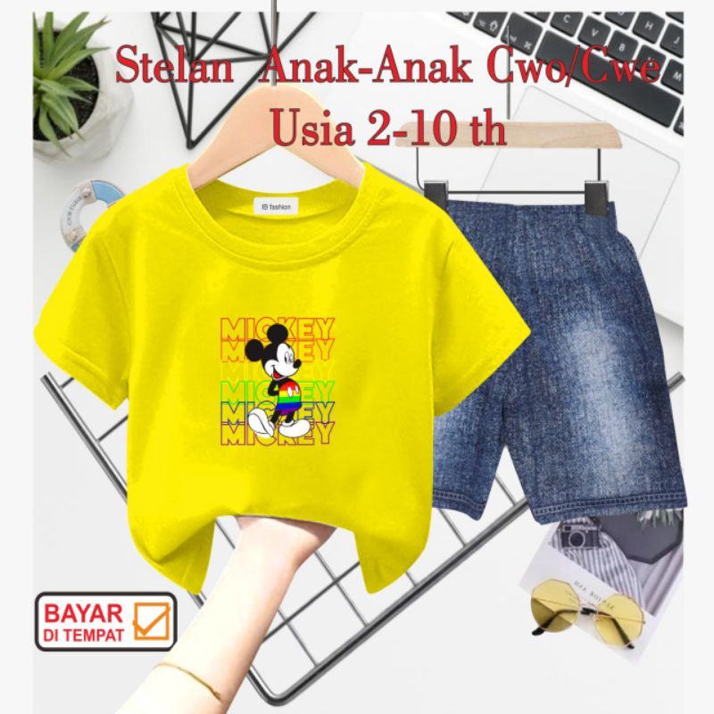 ((IB))SETELAN ANAK2 UNISEX SEMI JEANS/M1CK3Y DIGITAL SABLON