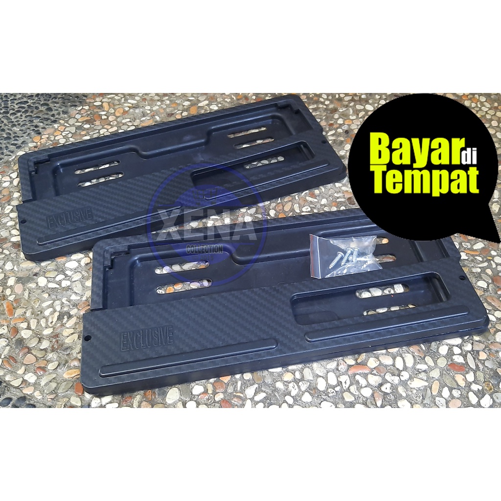 PROMO ! sepasang Dudukan Tempat Plat Nomor Motor Motif Karbon Honda Yamaha Universal