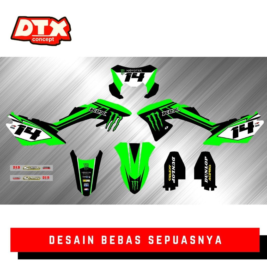 STIKER DECAL KLX BF G L TERBARU - HIJAU TRALALA