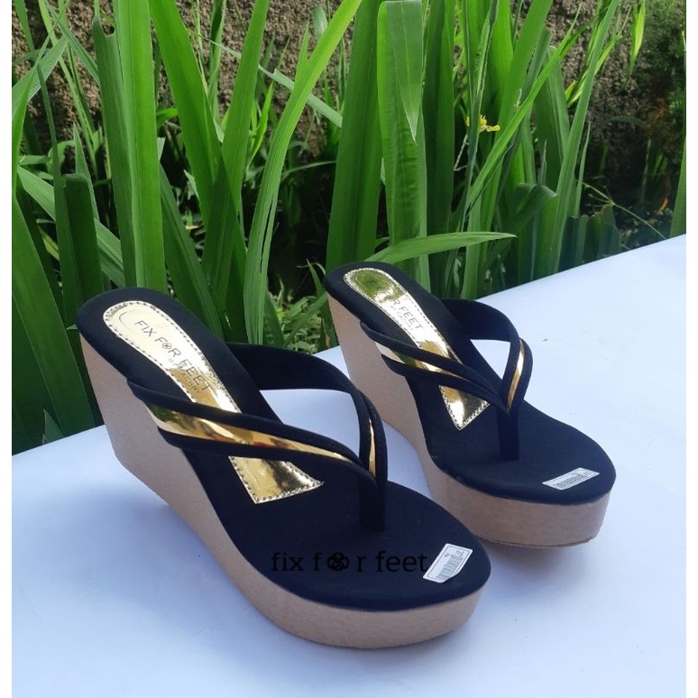 fahrie shoes sendal wedges wanita jepit fh-31