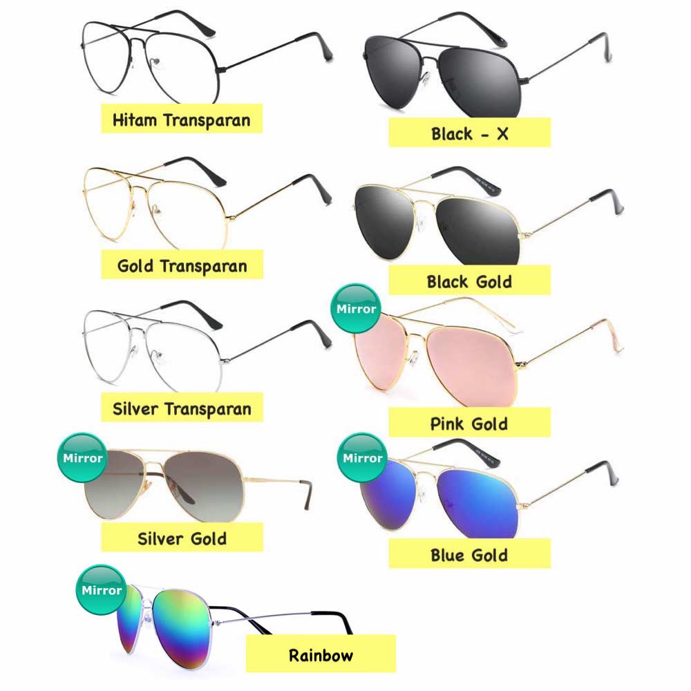 Kacamata Eye Pilot Sunglasses [ Silver Trp ] Pria dan Wanita - BKK