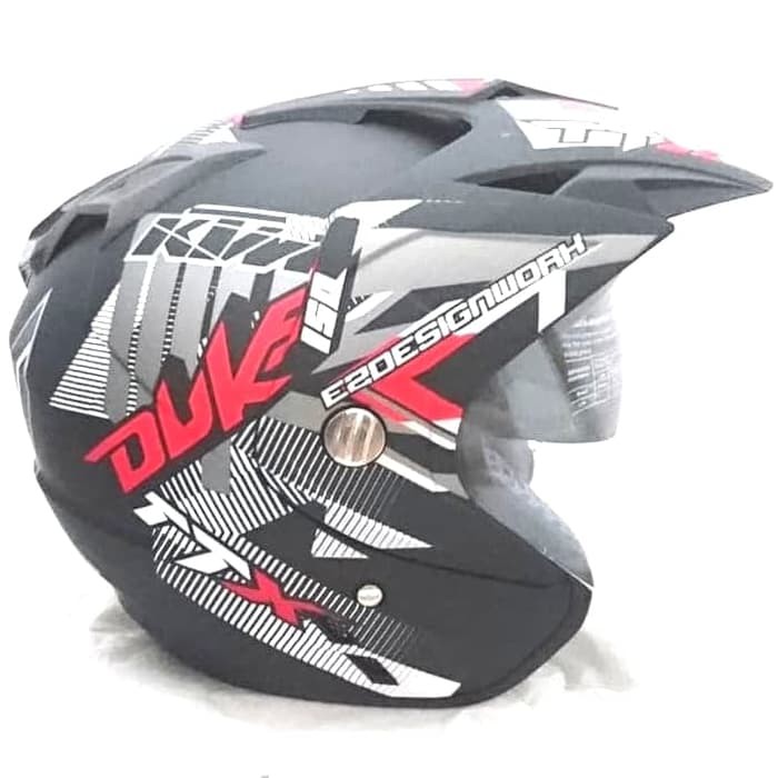 Helm DMN 2 kaca double visor Duke Black doff red