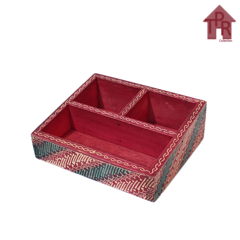 Tempat Sachet Gula Kopi / Amenities Tray Miring 18x15cm. Kayu Batik - Part-3