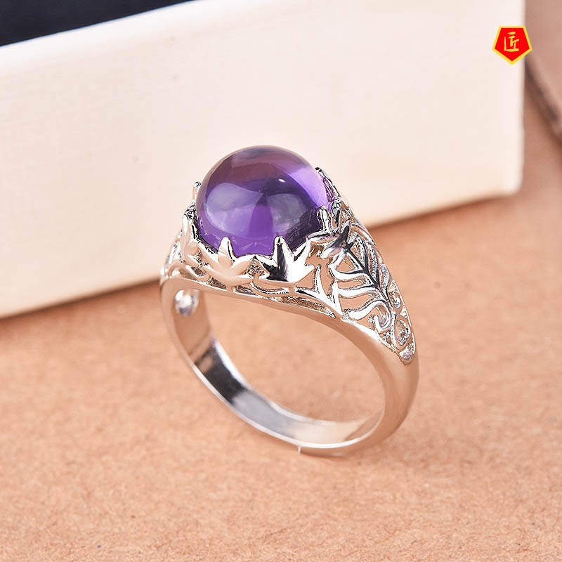 [Ready Stock]Purple Crystal Vintage Ring 925 Silver Fashion Elegant