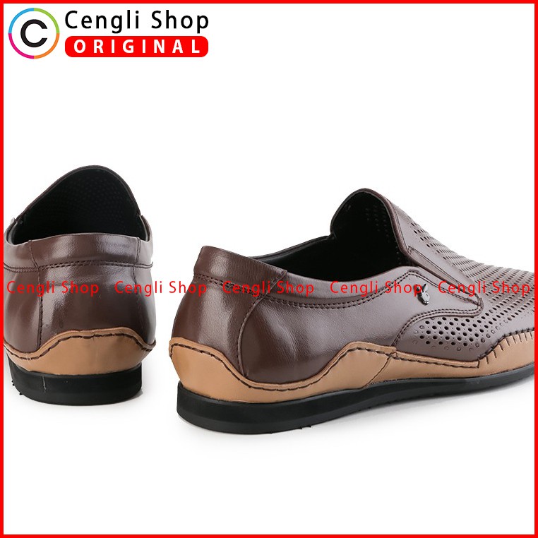 PLAYBOY SEPATU SLIP ON CASUAL KULIT PRIA ORIGINAL TERBARU PL39 COKLAT