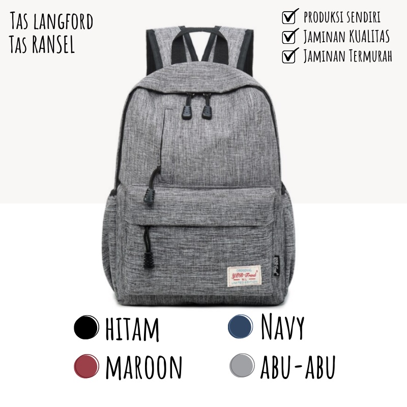 Tas Ransel Backpack Punggung Sekolah Kerja Kuliah Laptop Travelling Model Simple Casual Fashion Multifungsi Termurah Kekinian Pria Laki-laki Cowok