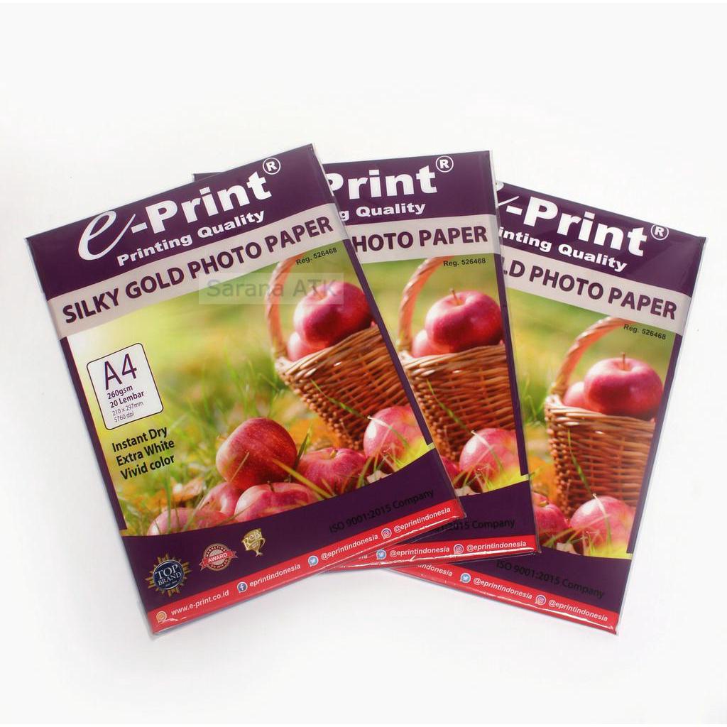 

EPRINT Silky Gold Paper Premium A4 260 Gsm 20 Sheets [ BUAH & KERANJANG ] - [ PACK ]