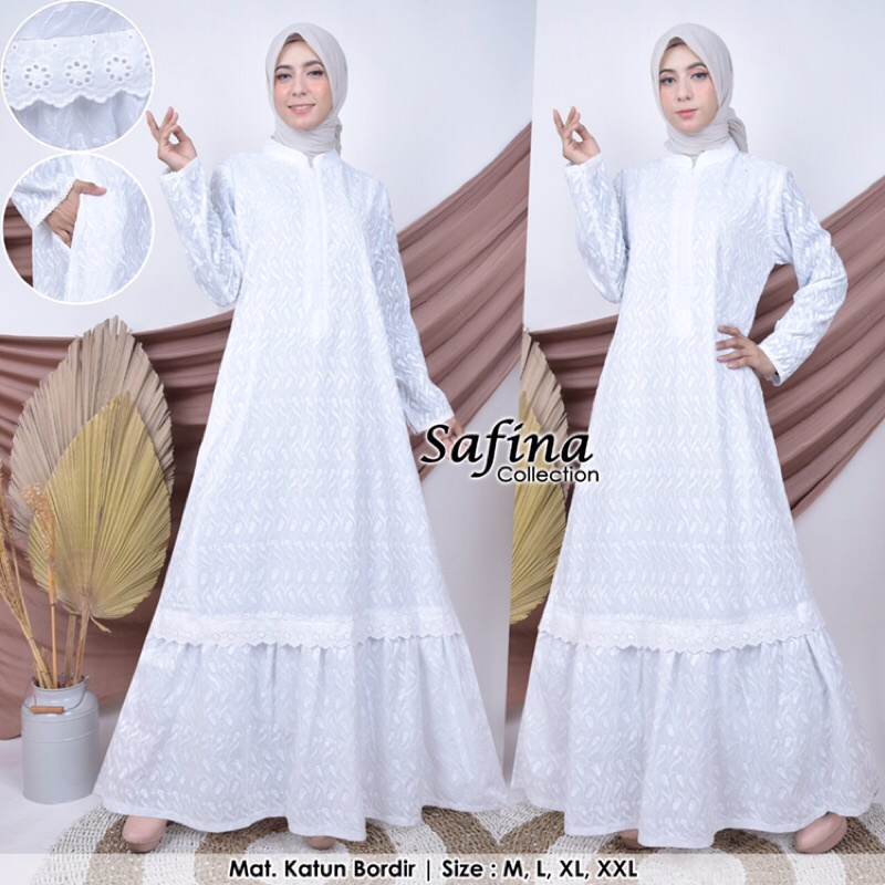 Gamis Katun Bordir / Gamis Haji & Umroh Model Rempel (Renda Bawah)