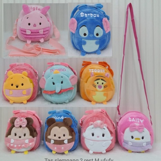 Tas Selempang Anak 2rest/Slingbag /Tas Mickey Pooh Piglet Marie Cat Daisy Pooh Tigger Mini Miki