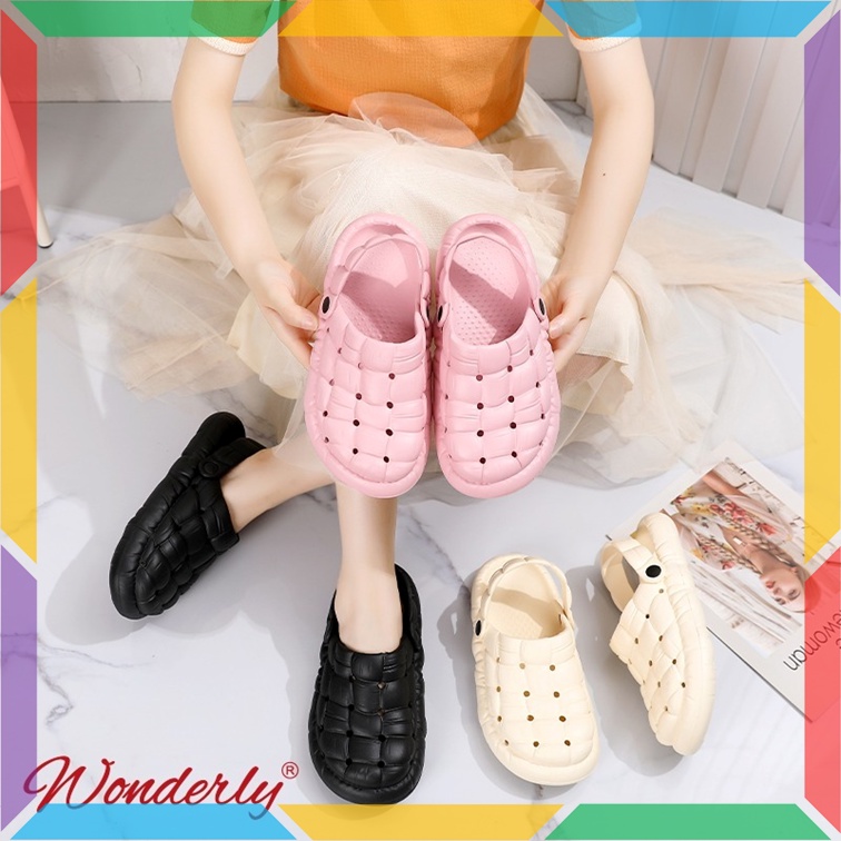 002WL1 Sandal Bakpau Bakpao Crocs Wanita Wonderly Sendal Selop Baim Ketupat Ringan Empuk Miniso