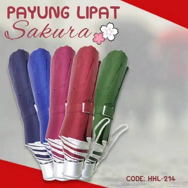 payung lipat 3 polos warna dalam siver