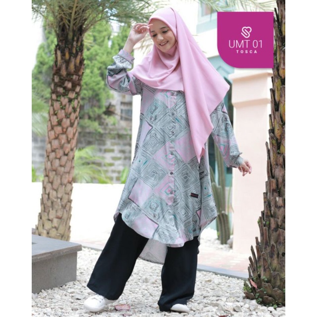 TUNIK UMT01 | Baju Atasan Tunik Ukhti Motif Limited Pakaian Wanita Dewasa Bahan Katun Rayon Busui Fr