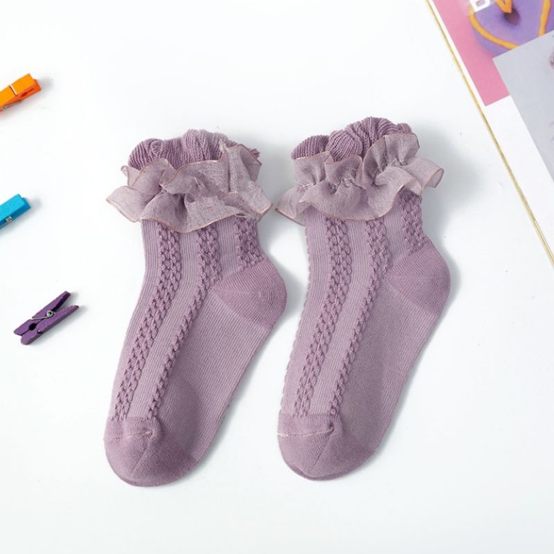 kaos kaki renda anak perempuan purple
