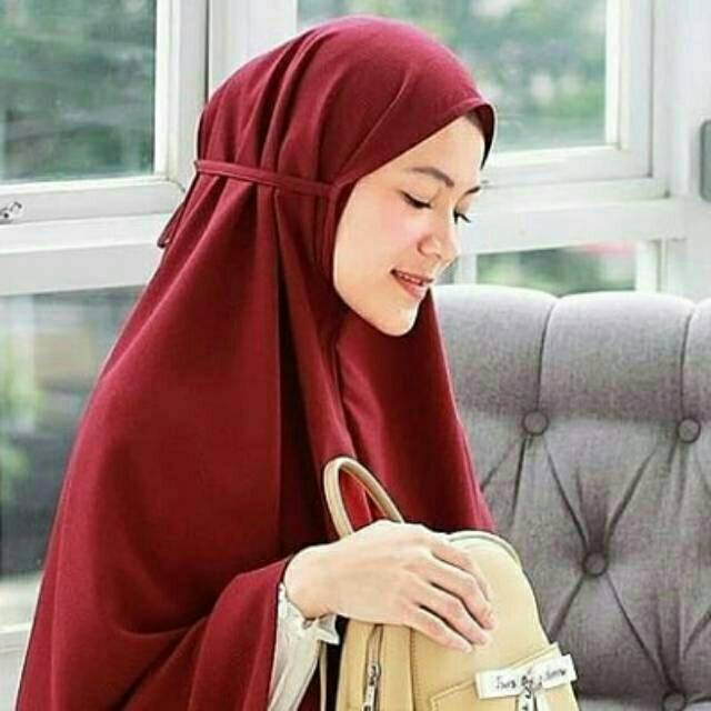 Hijab Bergo Maryam Jumbo Tali Non Pet / Hijab Khimar Jumbo Bergo Maryam