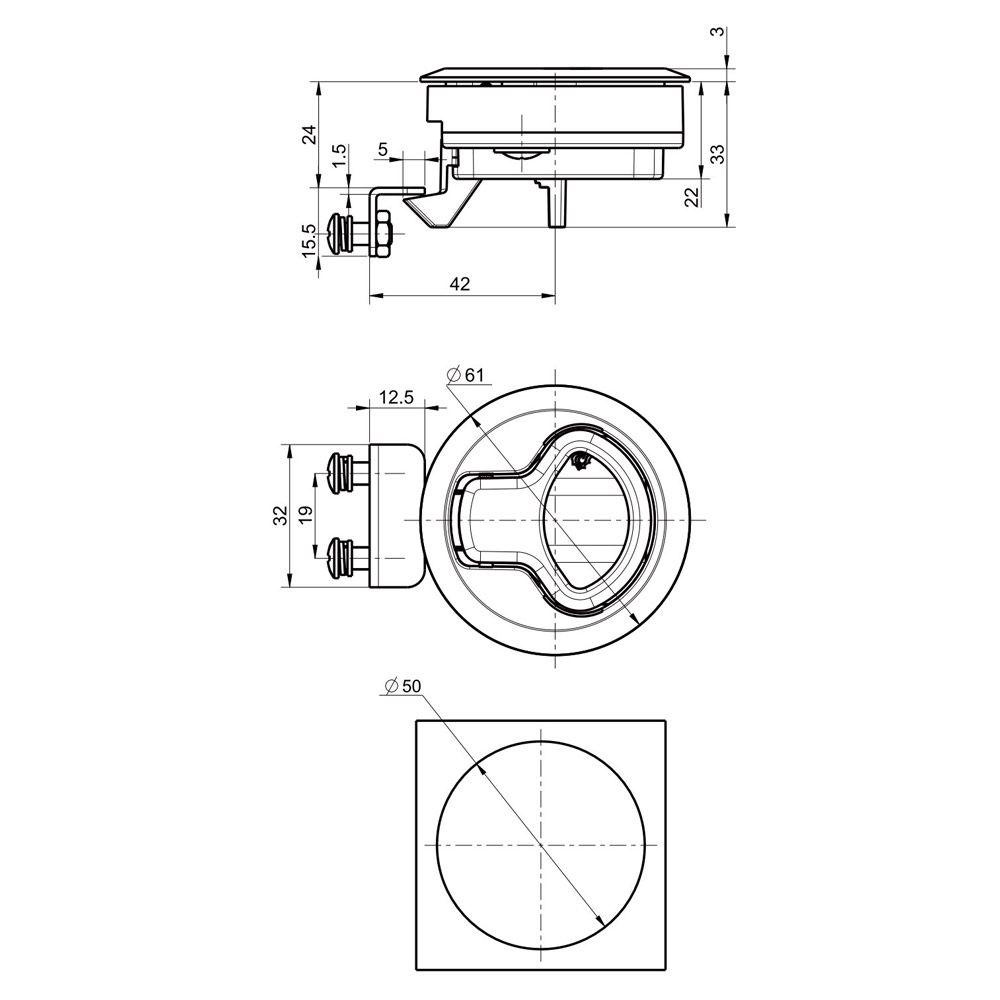 Suyo Kunci Gagang Plastik Bulat Inline Boat Yacht Car RV Key Kit Door Push Lock Flush Latch