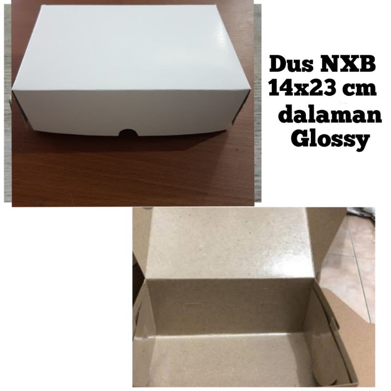 

Dus box nasi kue glossy laminating NXB 14x23cm putih tebal tutup penuh