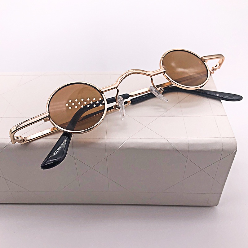 Kacamata Bulat Gaya Retro Untuk Wanita / Pria Kacamata Bingkai Logam Kecil