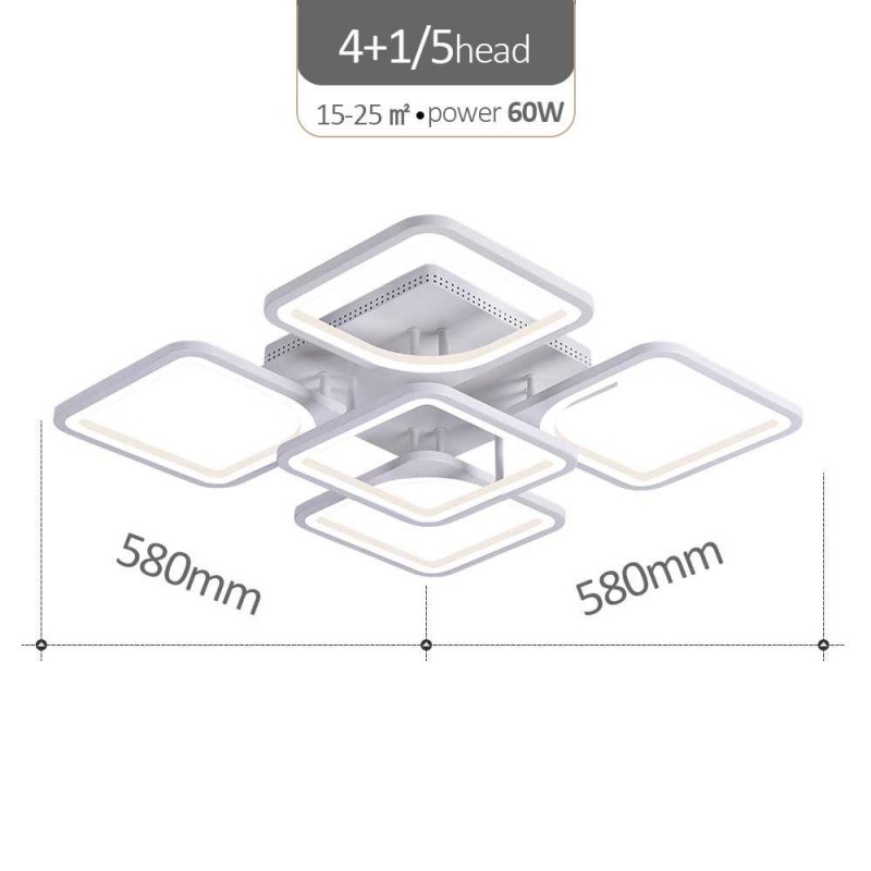 Lampu Plafon LED 5 Kotak Modern Chandelier Light 60W Adjust Brightness