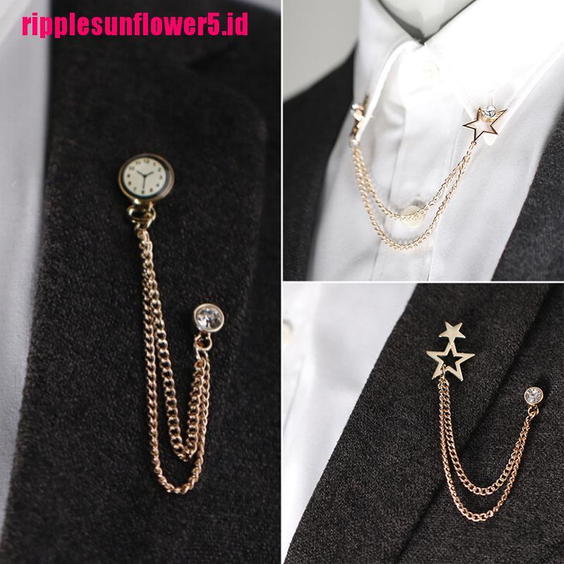 # Kaos T-Shirt Wanita Lengan Pendek Motif Print #Pin Bros Bentuk Jam Dengan Rantai Rumbai Aksen Kristal Gaya Retro Untuk Pria Dan Wanita