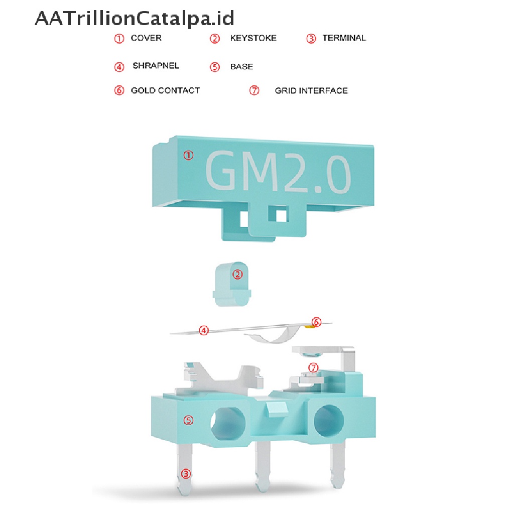 Aatrillioncatalpa 2pcs Kailh GM2.0 mouse gaming Micro Switch 20M Dengan 3 Pin