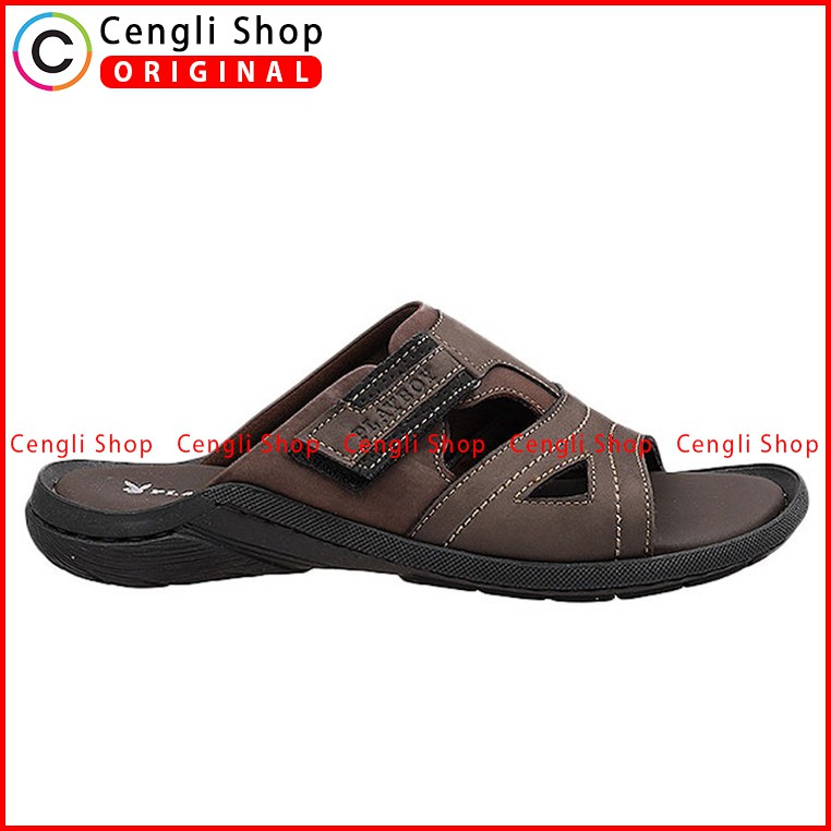 PLAYBOY SANDAL KULIT CASUAL PRIA ORIGINAL TERBARU BRANDED COKLAT PLE2