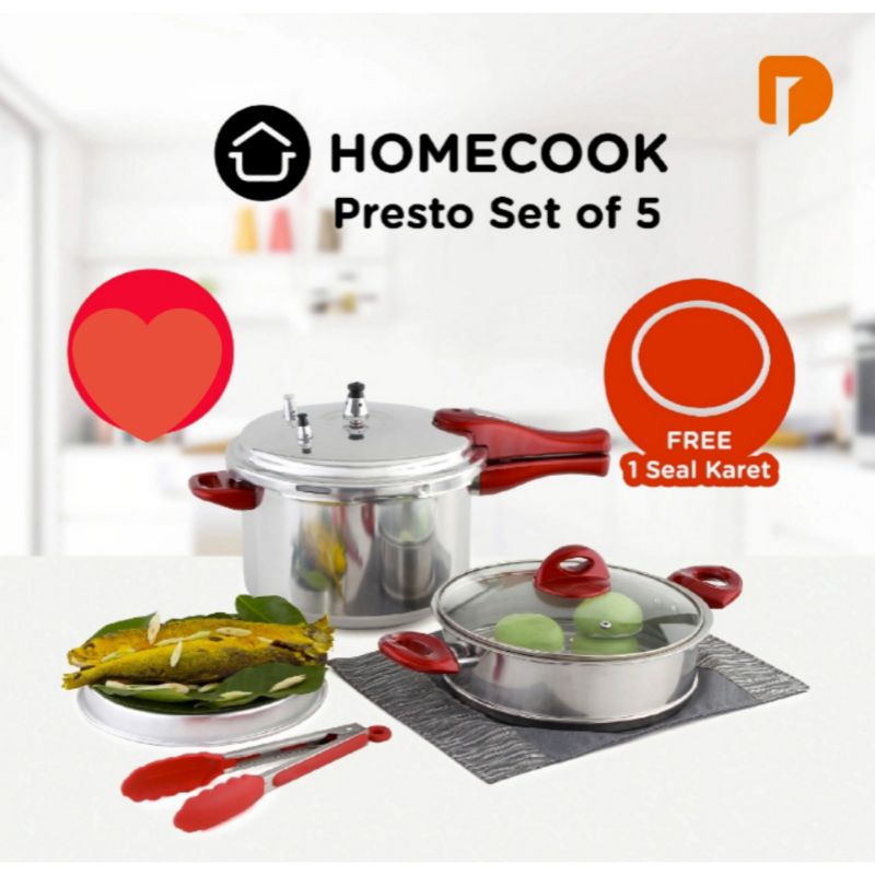 Homecook Presto - Panci Presto -  Presto Aluminium - Alat Masak Presto Set of 5