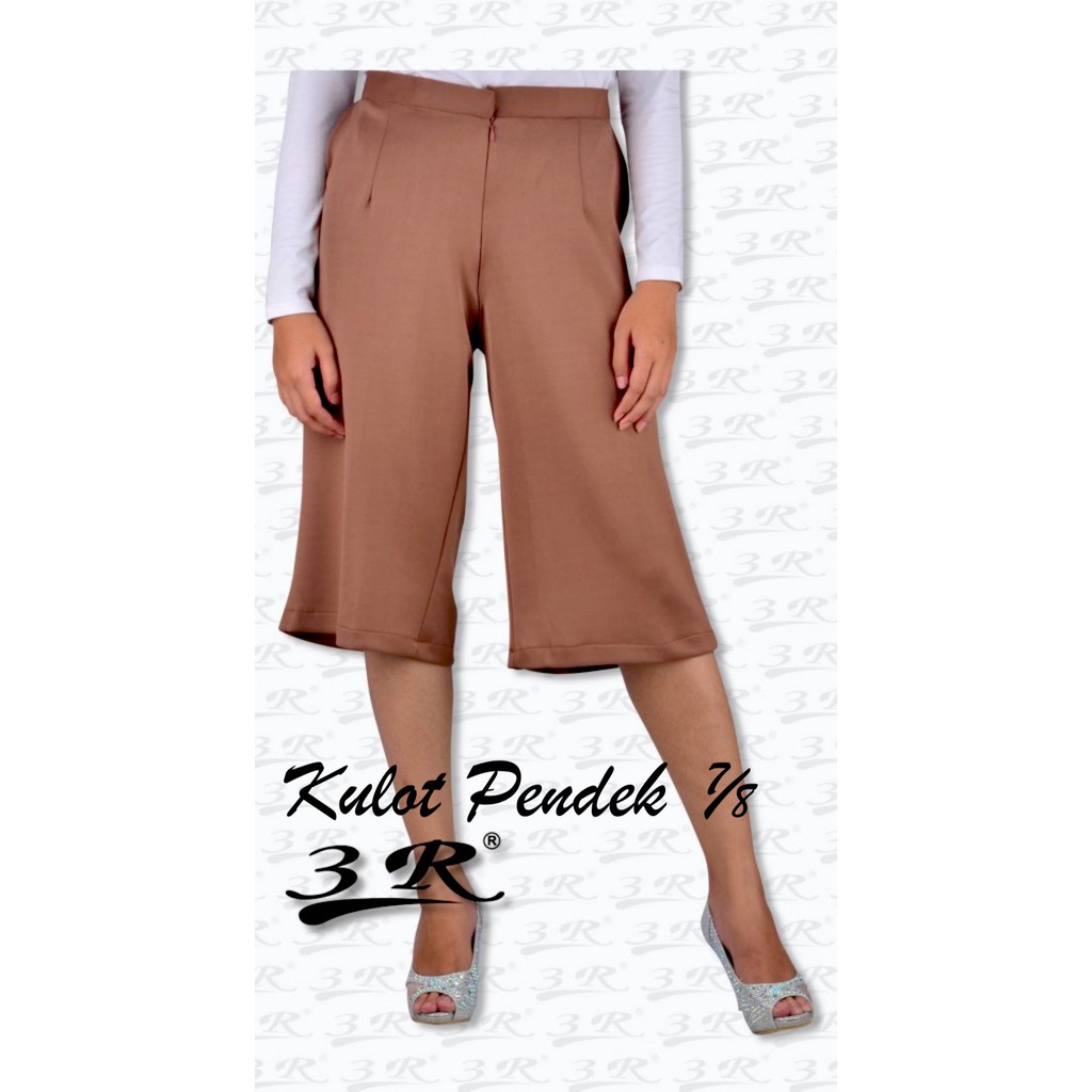 3R Celana  Kulot  Pendek Wanita 7 8 Cullote Pants Casual 