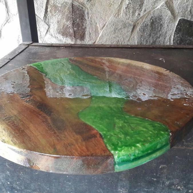 Nay Bar | Wood River Table Circle Meja Bundar Resin