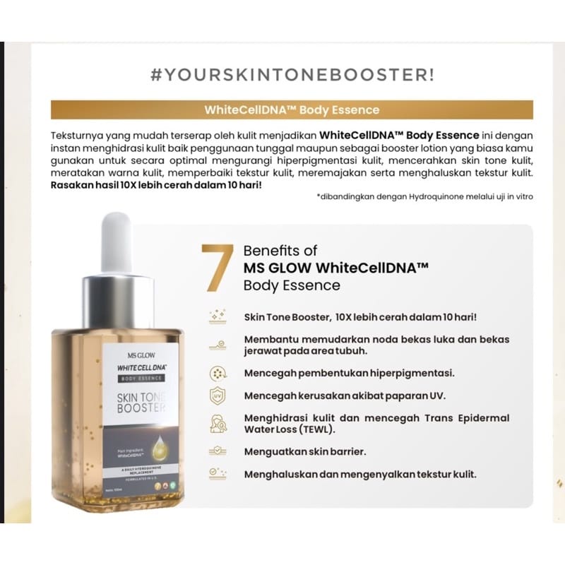 SKIN BOOSTER MS GLOW SKIN TONE DNA BOOSTER MS GLOW BODY BOOSTER MS GLOW