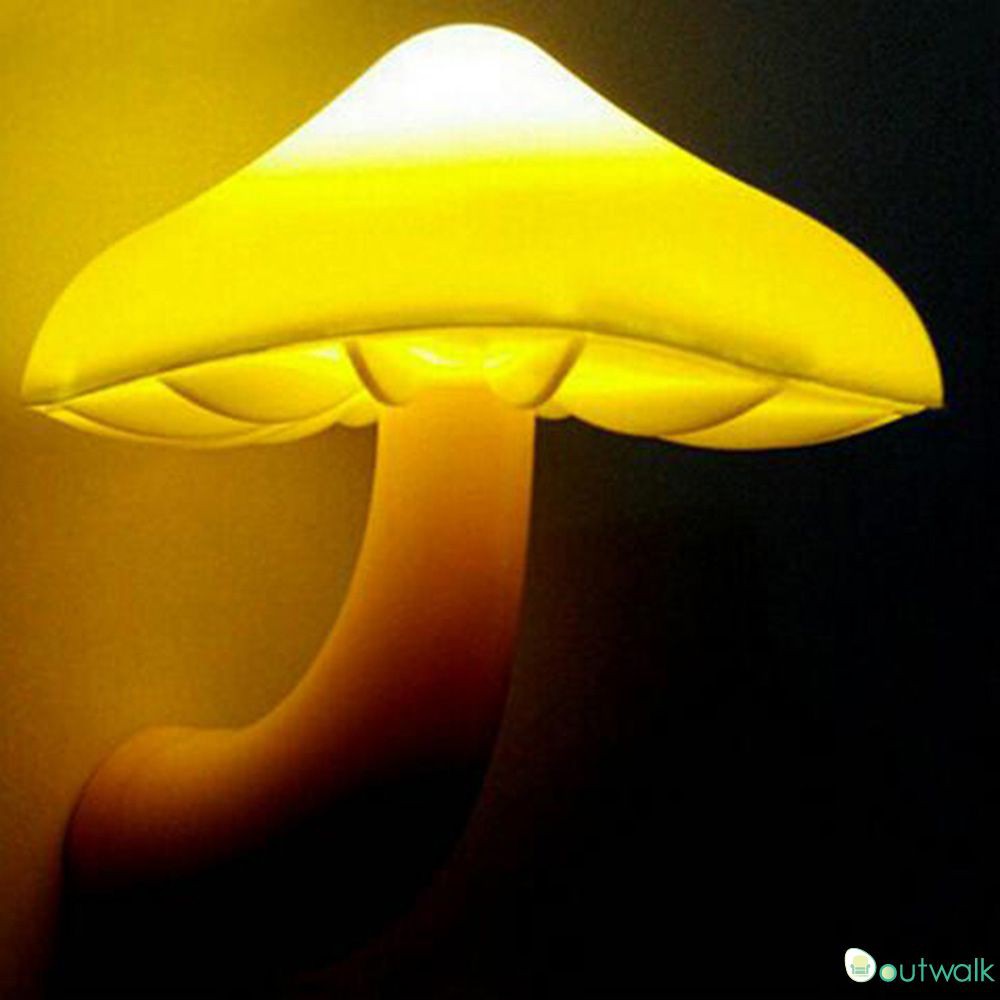 Lampu Malam Led Bentuk Jamur Hemat Energi Dengan Sensor Cahaya Untuk Dekorasi Dinding