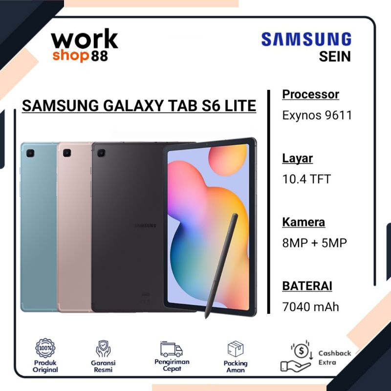 Baru Samsung Galaxy Tab S6 Lite Spen 4/128 Ram 4GB Rom Internal 128GB - New Original Garansi Resmi S