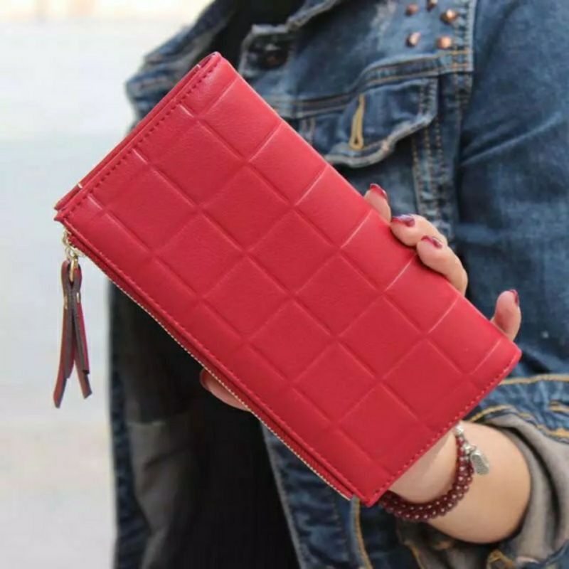 Medan Termurah KD06 Dompet Hp Dompet panjang wanita resleting 2 cantik