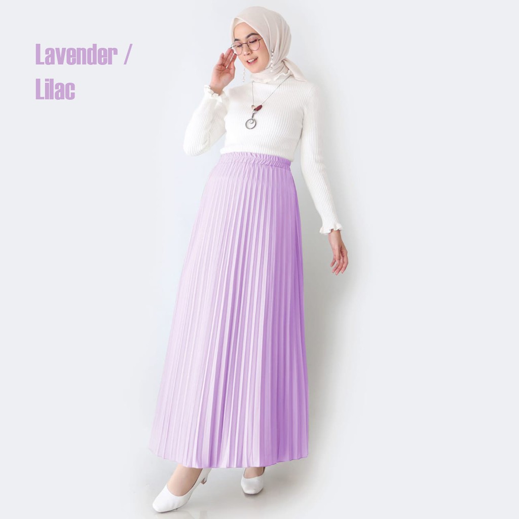 Rok Plisket - Rok  Wanita Bahan Premium ( Varian 1 )-LAVENDER
