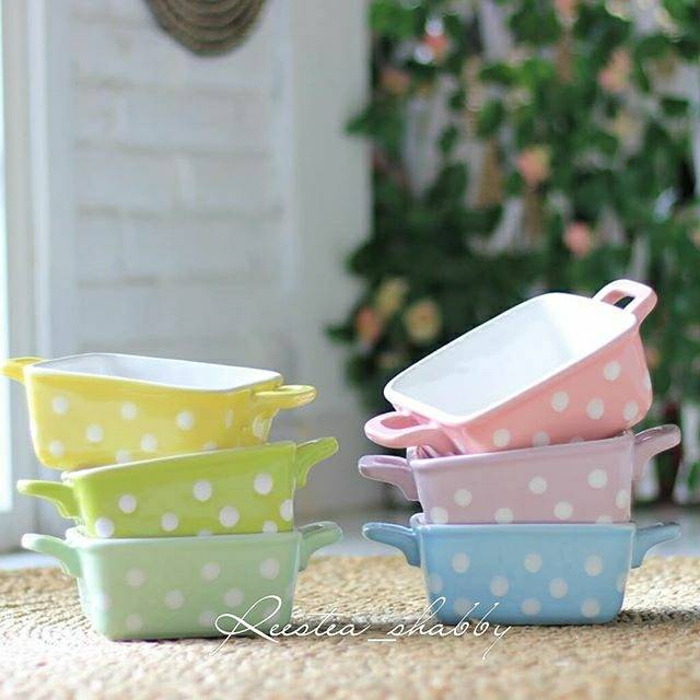 Mangkok polkadot  keramik  shabbychic Shopee Indonesia