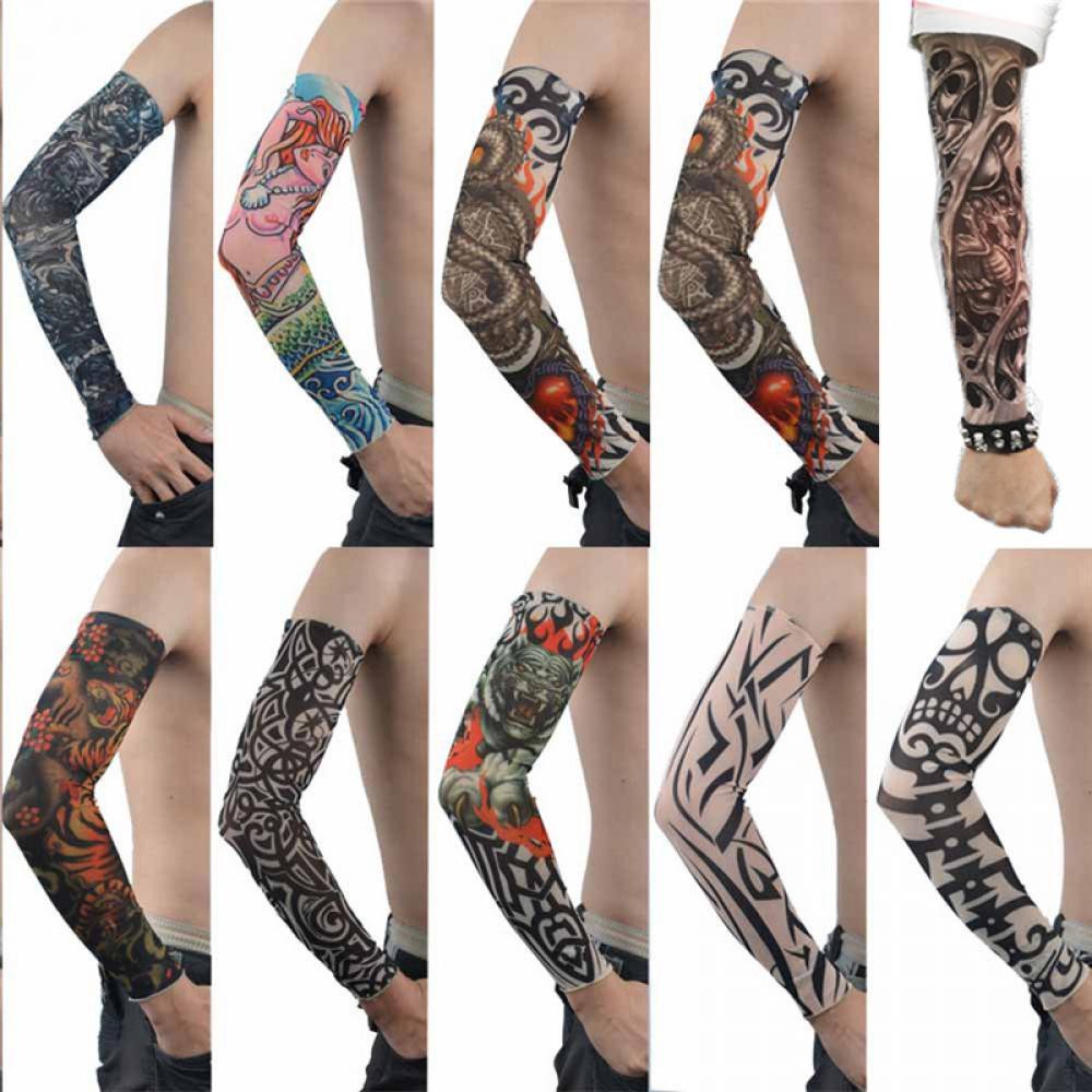 1Pc Manset  Sleeve Lengan  Panjang Motif  Tattoo Bahan 